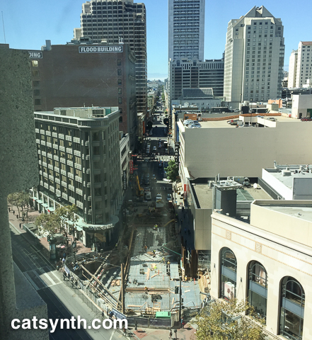 Ellis Street downtown view from building
